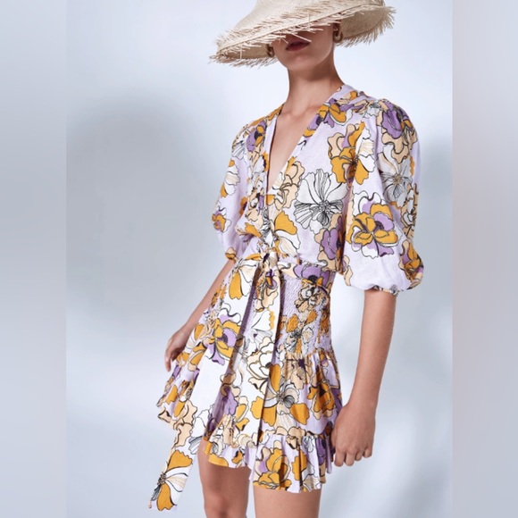 Alexis Dresses & Skirts - Alexis Pasina Lilac Floral Linen Dress